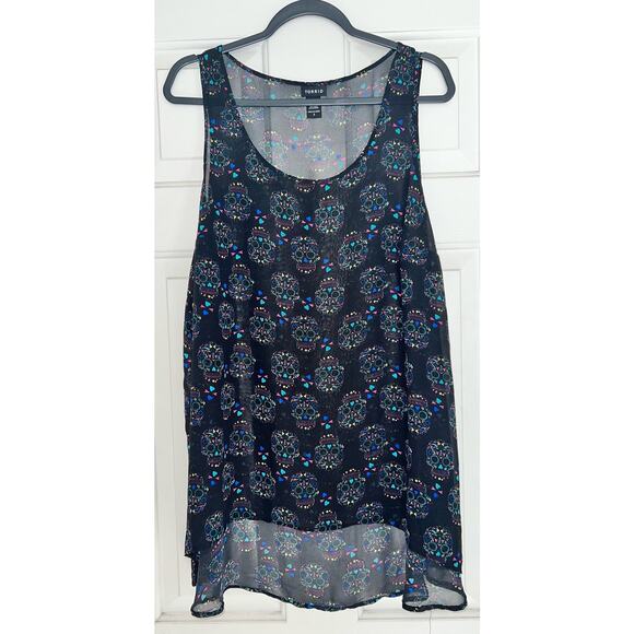 Torrid sheer Sugar Skull Tunic Tank Top - Size 0 - OC - Picture 1 of 6